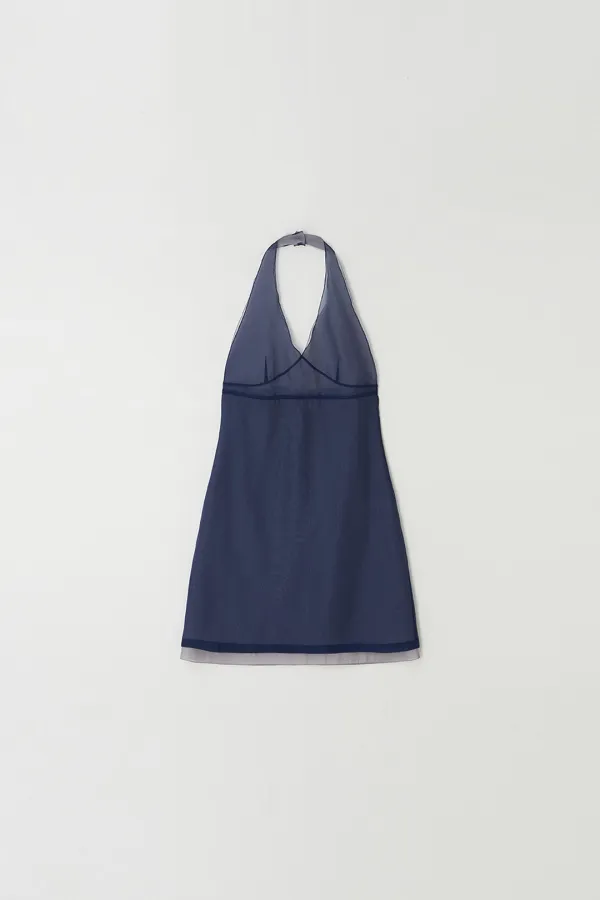 Layered Sheer Dress (navy/gray)