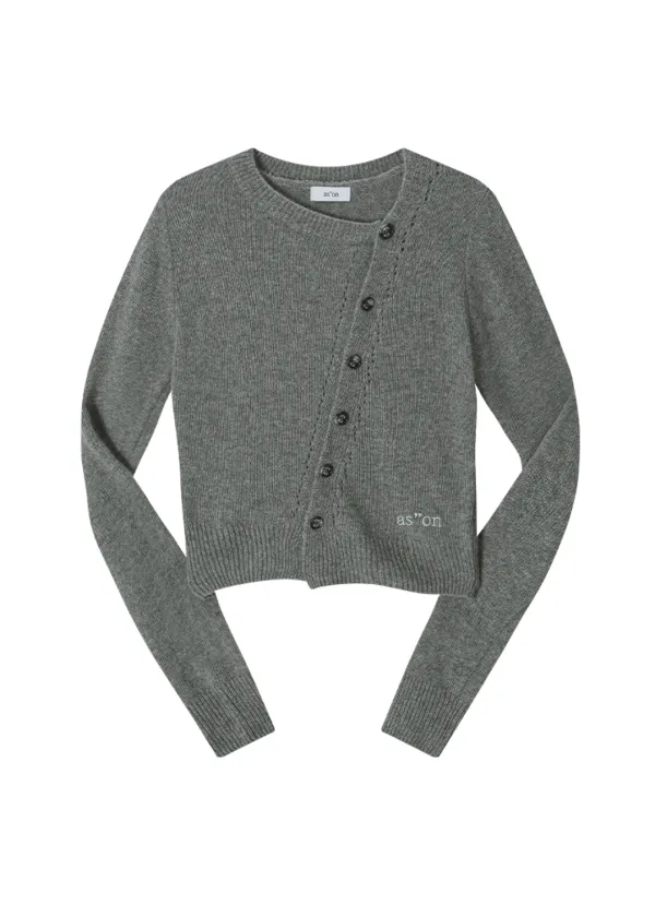 SLANT KNIT CARDIGAN / GRAY