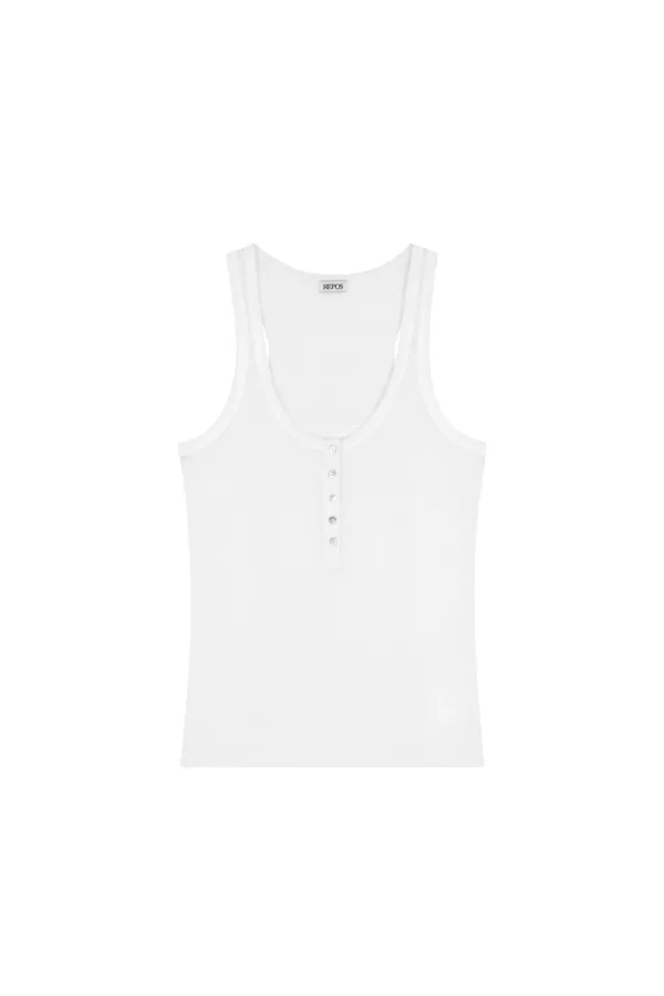 HENLEY RIBBED TANK TOP (IVORY)
