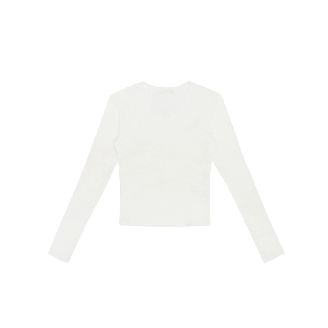 피브비 V Neck Long Sleeve T-shirt (cloud white) 상품 이미지 1