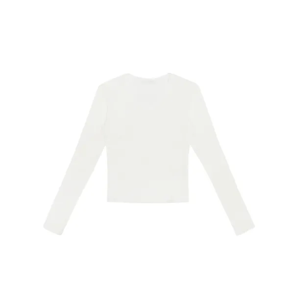 V Neck Long Sleeve T-shirt (cloud white)