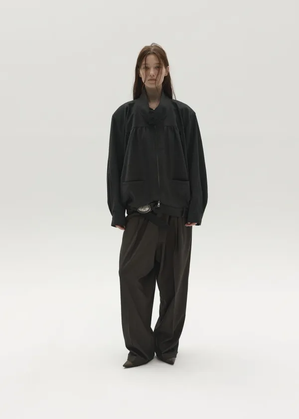 STRUCTURED HEM BLOUSON JACKET (GREY)