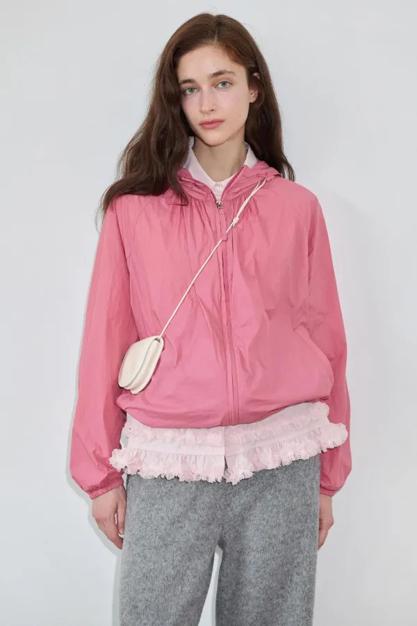 Shirring Hoodie Windbreaker (Rose)