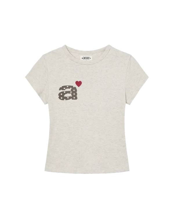 [6/4 예약발송] DOT SMALL LETTER TEE [OATMEAL]