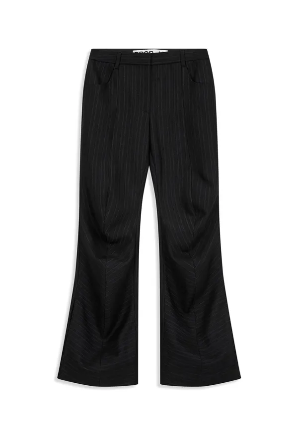 STRIPE TAILORED BOOTCUT PANTS, BLACK