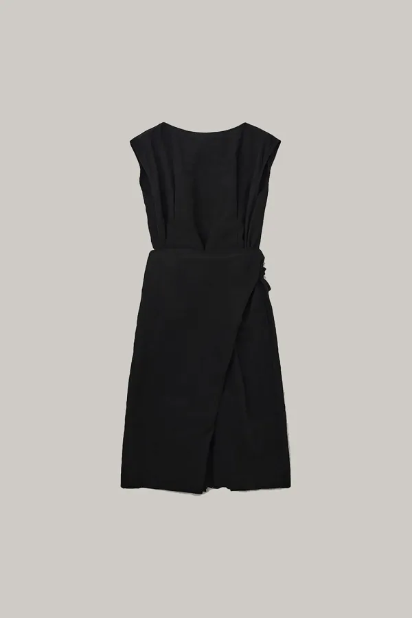 Drape flow dress (Black)