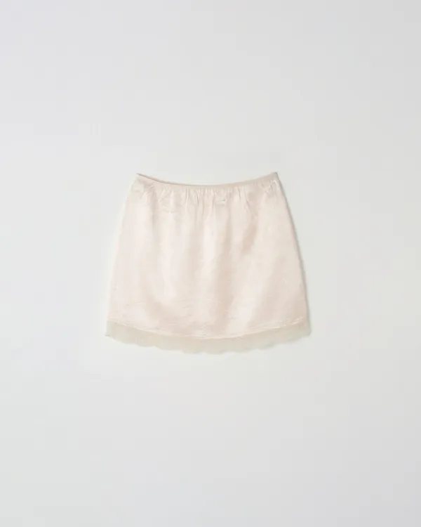 Silky Lace Slip Skirt [CREAM]