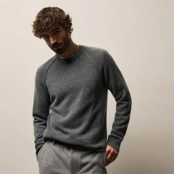 Recycled Cashmere Crew Sweater - Flannel