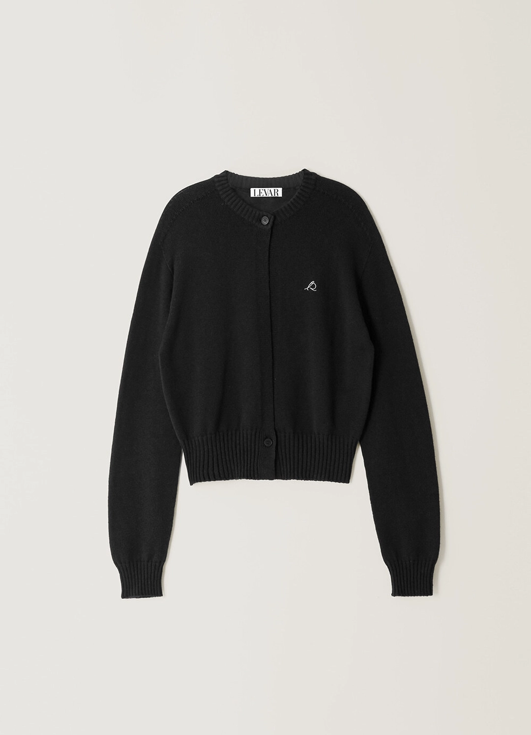 르바 Two-Button Round Knit Cardigan - Black 상품 이미지 1