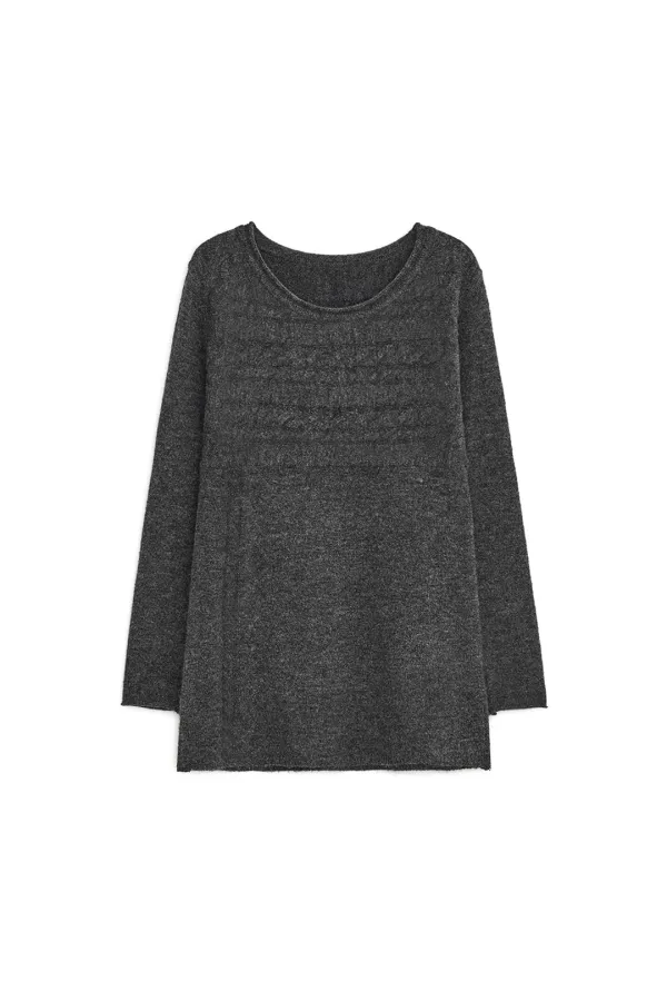 CABLE KNIT ONE-PIECE, CHARCOAL