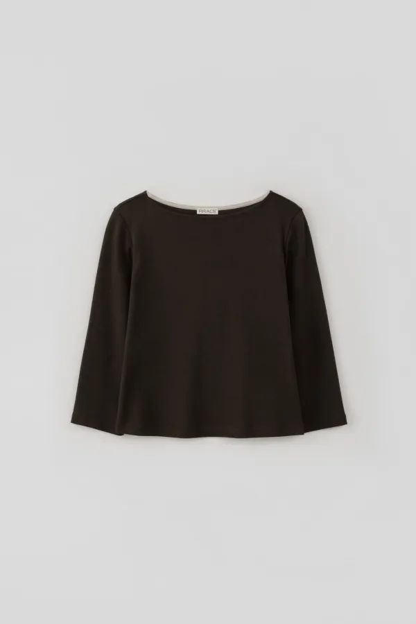 Essential Boat Neck Jersey Top_Brown