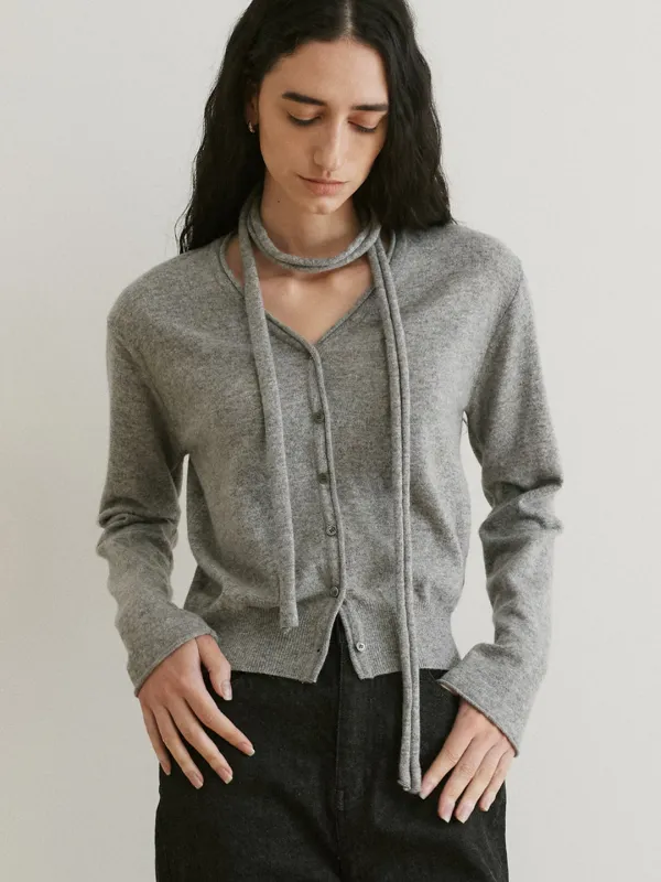 scarf set cardigan (grey) orc 6156