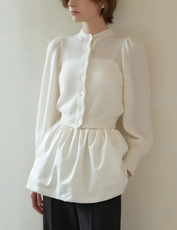 Flowy Volume Tute Skirt (Cream)