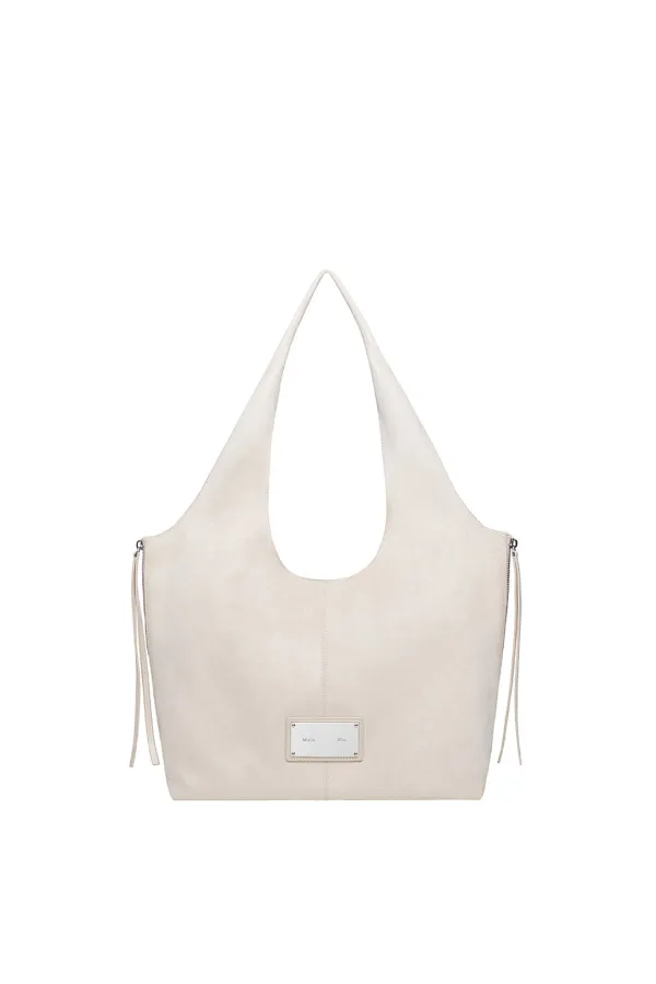 SIDE ZIP SUEDE SHOULDER BAG IN IVORY