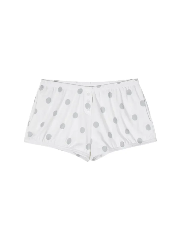 DOT BALLOON BUTTON SWEAT SHORTS_WHITE