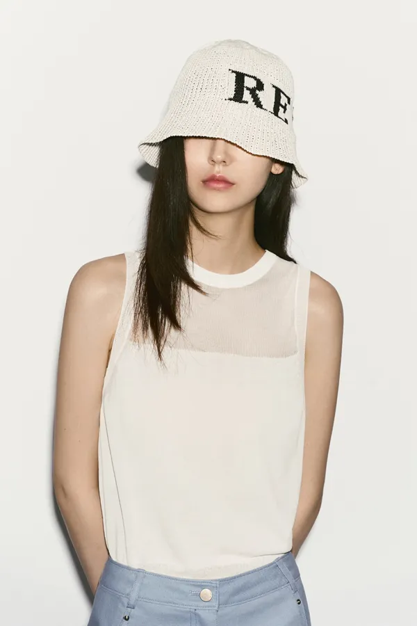 SHEER MESH SLEEVELESS TOP WHITE
