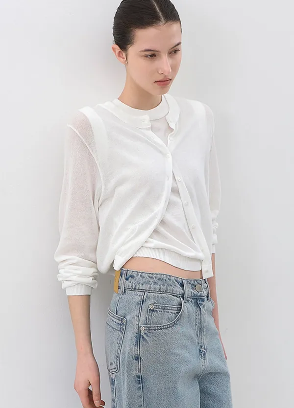 (CD-2268)AN WASHABLE UV-PRTECT TOP&CARDIGAN SET