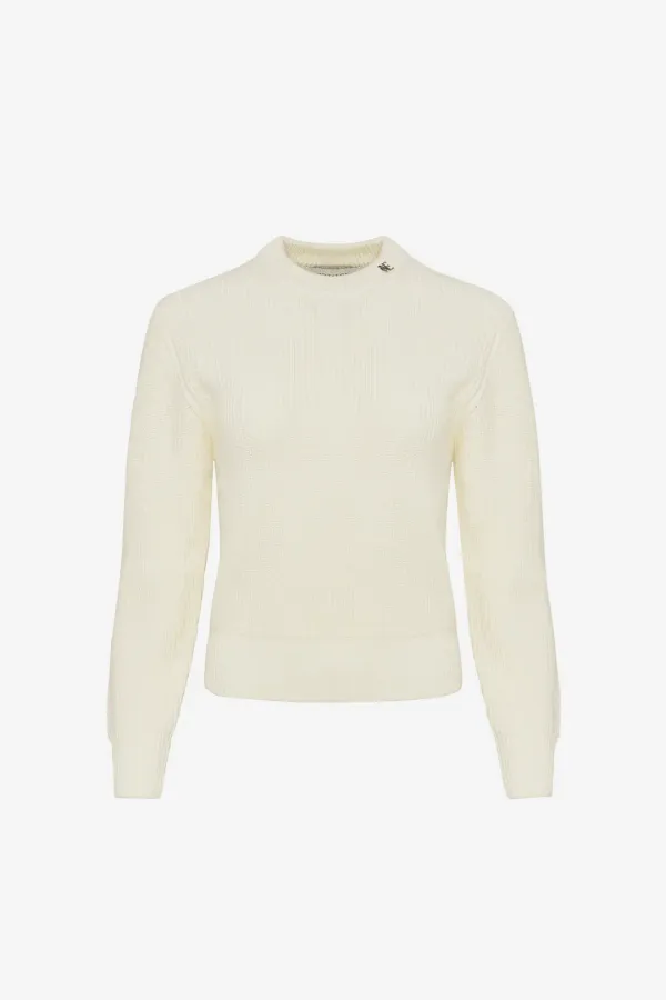 W WOOL LOGO CREW NECK SWEATER - IVORY