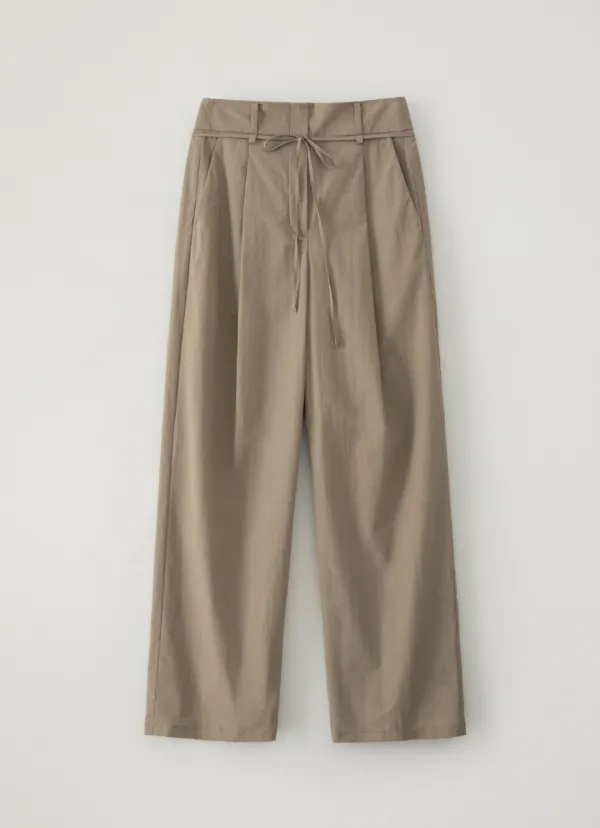 SS Highwaisted Tuck Pants (Beige)