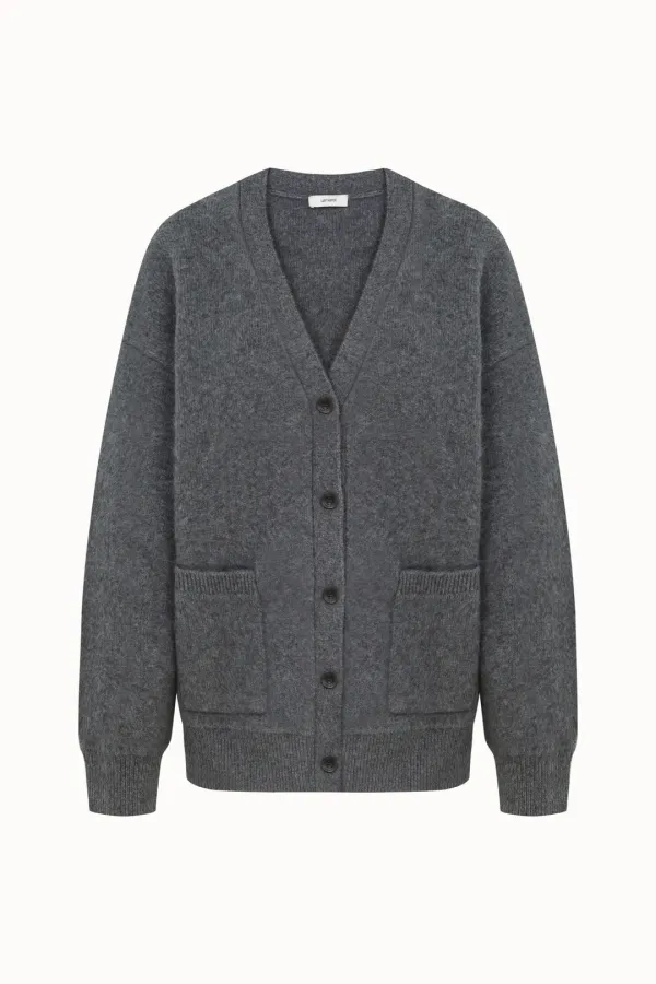 V-Neck Raccoon Cardigan[LMBEWIKN300]-Gray