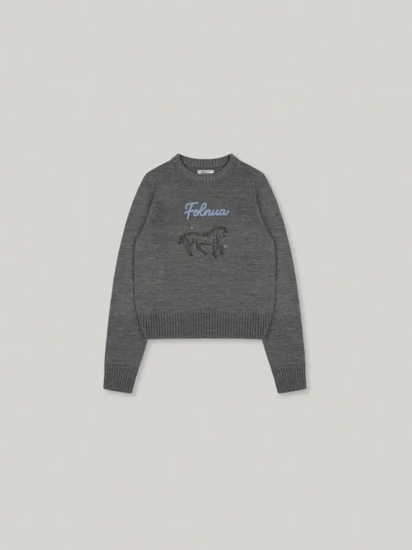 Pony Round Knit - Gray포니 라운드 니트