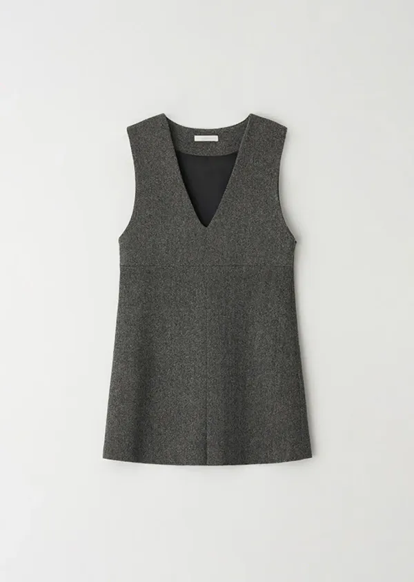 v-neck sleeveless dress-charcoal