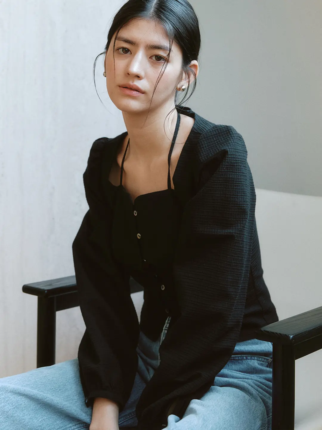아워코모스 comos 1351 heart halter-neck blouse (black) 상품 이미지 2
