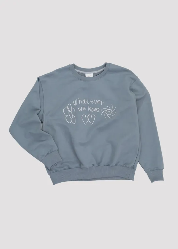 EMBROIDERY SWEAT WHATEVER BLUE