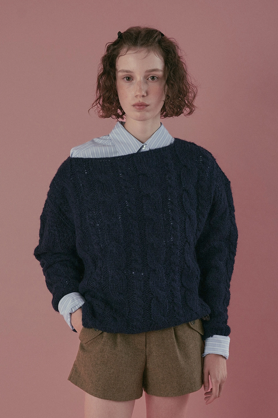 위드아웃썸머 Cinnamon cable knit_navy 상품 이미지 2
