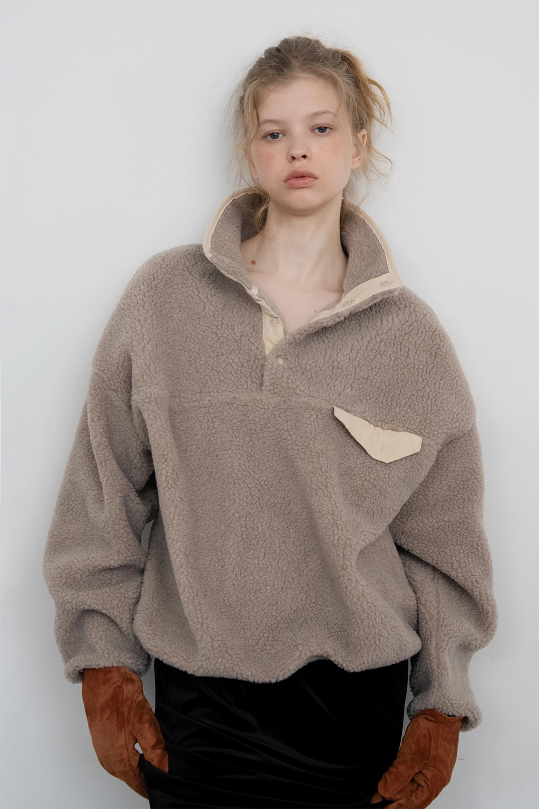 위드아웃썸머 Teddy fleece anorak_mocha 상품 이미지 2