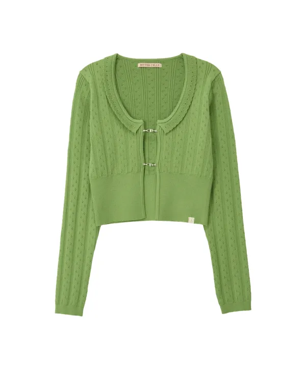 Daisy Pointell Cardigan-Olive