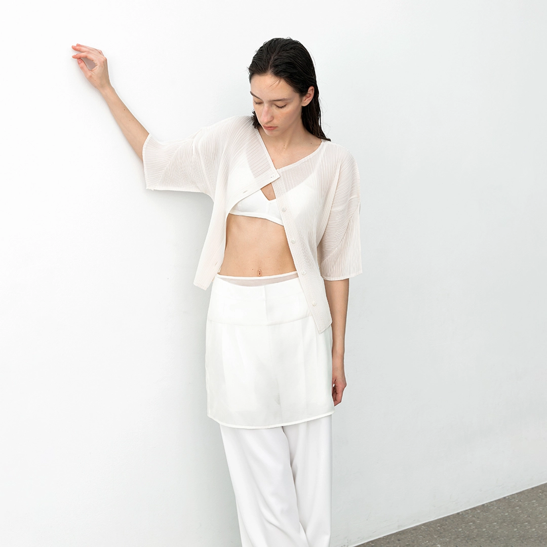 아뜰리에 나인 (CD-2229)PLEATS BOAT NECK HALF CARDIGAN 상품 이미지 2