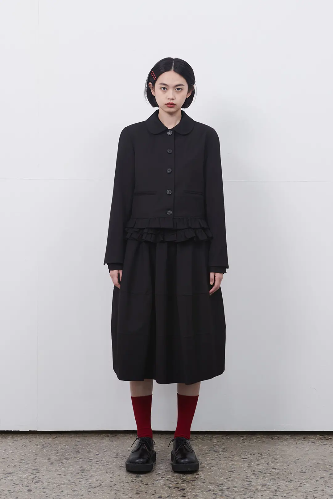 오헤시오 ROUND FRILL JACKET, BLACK 상품 이미지 2