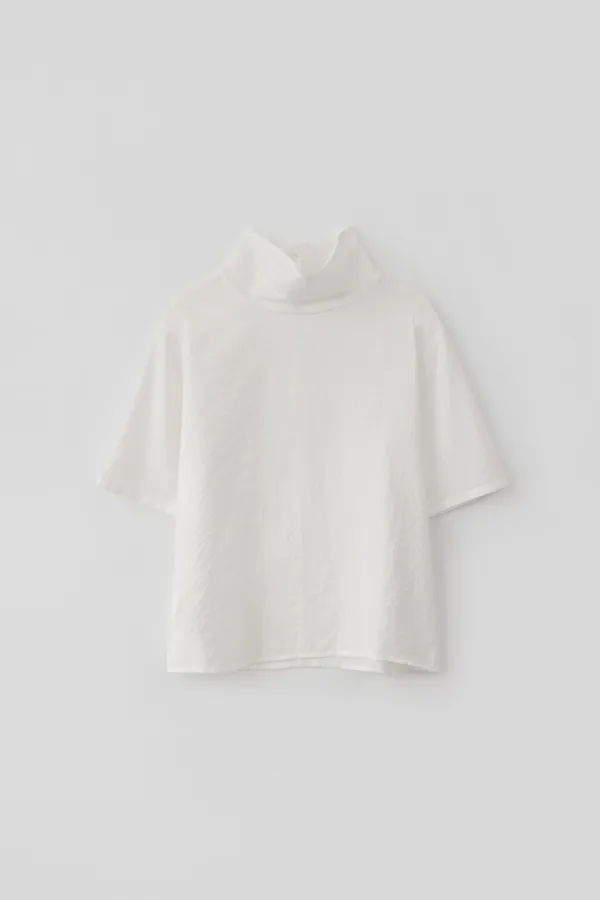 Funnel Neck Back Open Blouse_Ivory