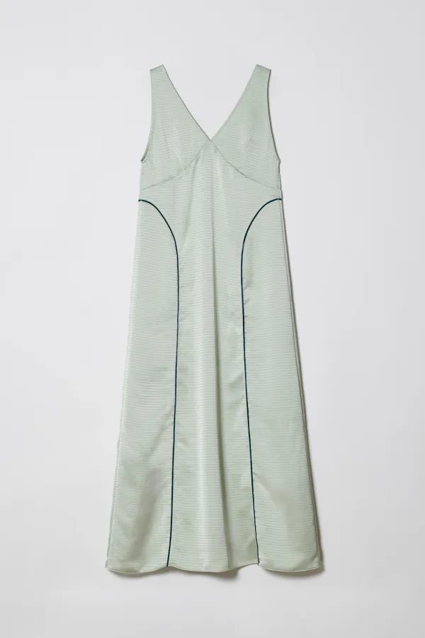 SATIN PIPING MAXI DRESS [MINT]