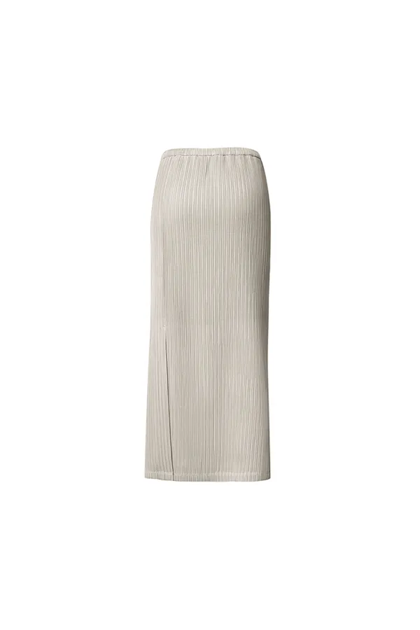 AUBE PLEATS LONG SKIRT [LIGHT GREY]