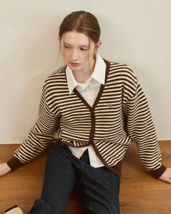 Warm touch stripe v neck cardigan - 5color