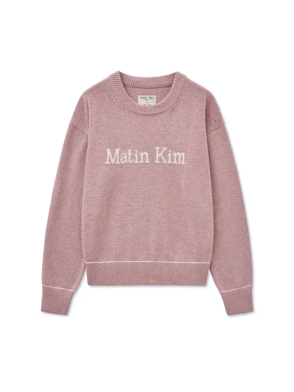 COLOR TRIM LINE LOGO PULLOVER IN PINK