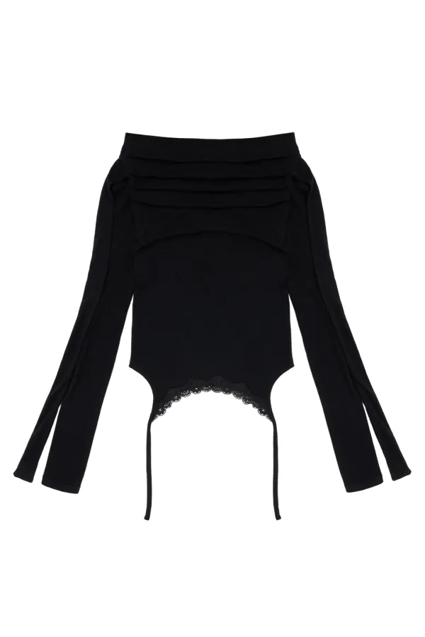RACE STRAP OFF-SHOULDER TOP BLACK