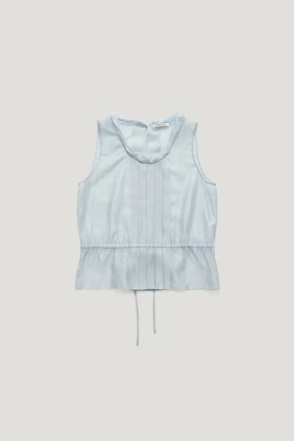 CECILA SHEER PIN-TUCK BLOUSE_AQUAMARINE / ₩144,000
