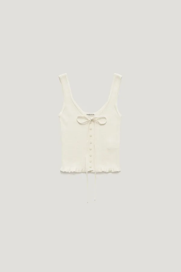 MARY RIBBON SLEEVELESS KNIT_IVORY / ₩98,000