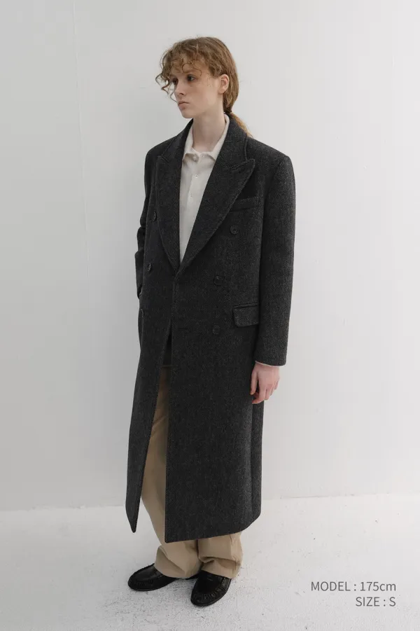 [EARLY ACCESS] UNISEX TAILORED DOUBLE-BREASTED COAT CHARCOAL GREY PATTERN_UDCO6D125G3