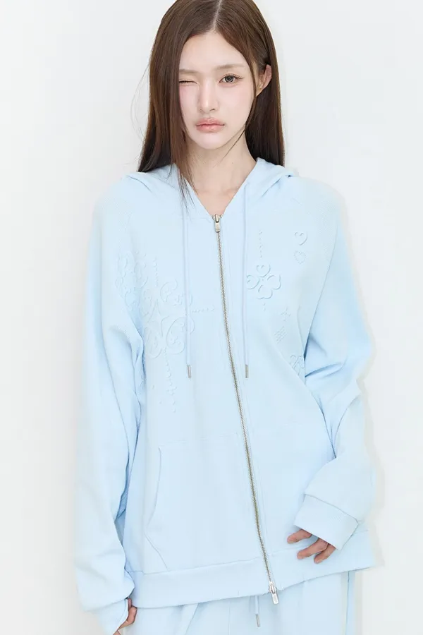 [09/22 예약발송] 오너먼트 와플 후드 집업 블루