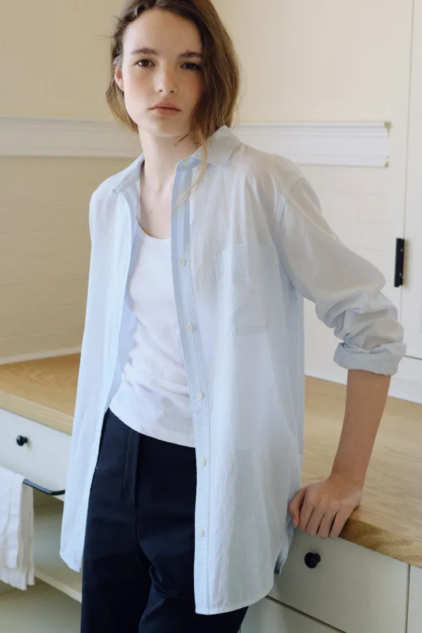 sheer cotton shirt (light blue)