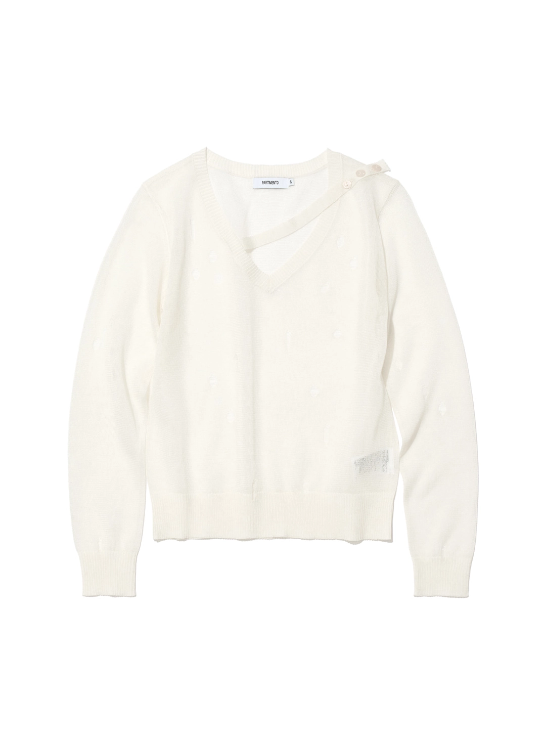 파르티멘토 [WOMEN] SHEER DISTRESSED V-NECK KNIT TOP_IVORY 상품 이미지 1