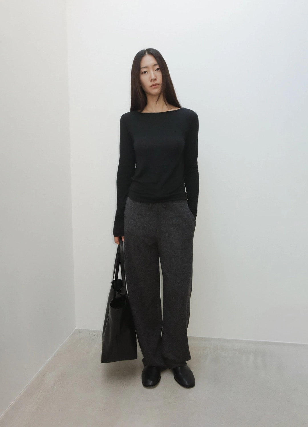 렉스핑거마르쉐 Wool Boat Neck Top / Black 상품 이미지 1