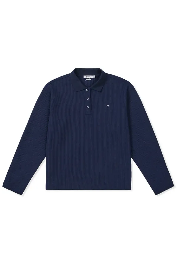 [25SS clove] Waffle Collar T-Shirt (Navy)