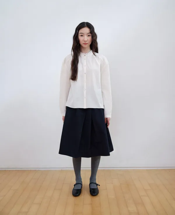 [9/9 순차출고] Ruffle Shirring Cotton Blouse_CREAM