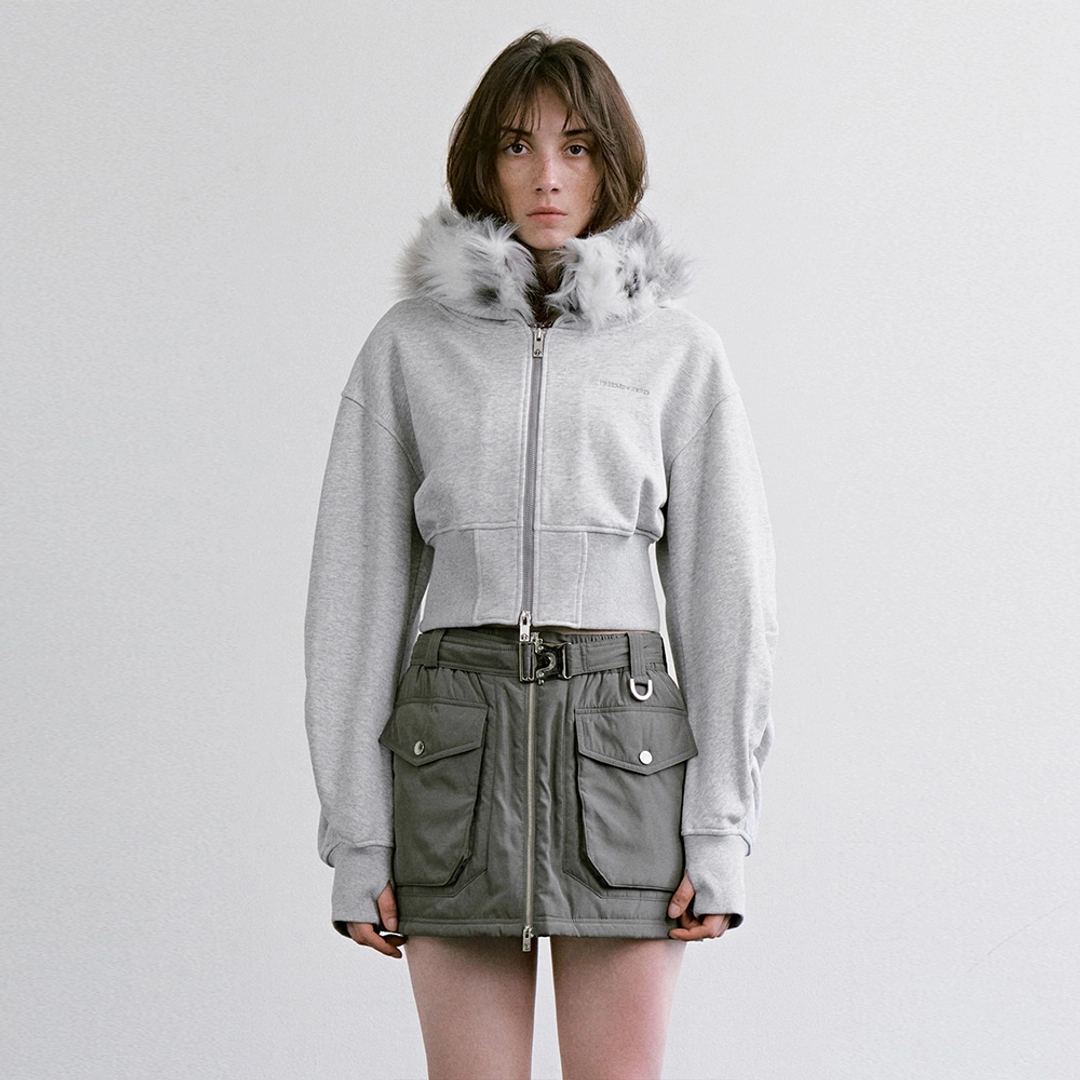 트리밍버드 Fur-Trim Hooded Zip-up [ Melange Gray ] 상품 이미지 2