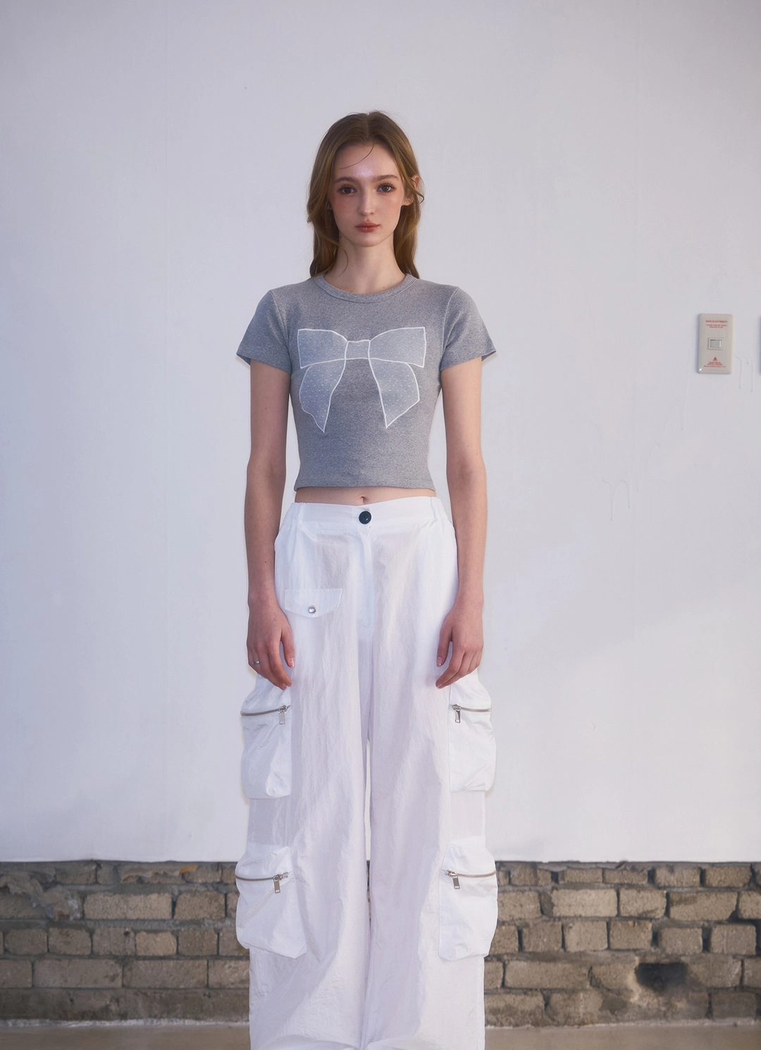 로제프란츠 Lace Ribbon T-shirt [Gray] 상품 이미지 2